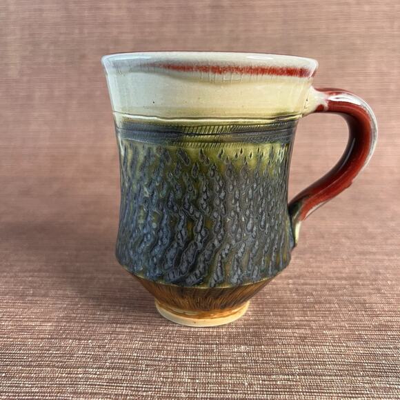 Studio Pottery Stoneware Mug-Tapered Base-Artisan Ceramic Drinkware - Picture 2 of 8